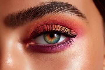 Obraz premium Mesmerizing gradient eyeshadow art, seamless color blends, editorial beauty redefined.