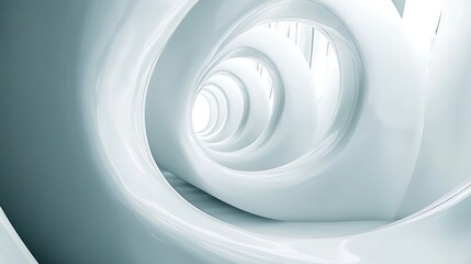 Abstract white spiral tunnel.