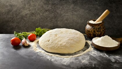 Rolled Out Pizza Dough with Copy Space