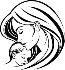mother and baby icon vector design
