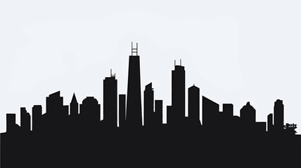 Obraz premium City Skyline Silhouette Urban Charm in Minimalist Black-and-White Art