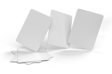 3D Playing cards collectible pack mockup isolated. Blank trading card, cards of poker hand, bet, casino, gambling, board game, game cards or greeting card, invitation, credit card and business card