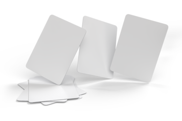 3D Playing cards collectible pack mockup isolated. Blank trading card, cards of poker hand, bet, casino, gambling, board game, game cards or greeting card, invitation, credit card and business card