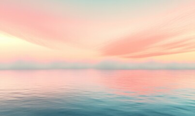 Calm pastel sunrise over ocean; peaceful, serene background for design