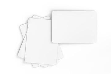 3D Playing cards collectible pack mockup isolated. Blank trading card, cards of poker hand, bet, casino, gambling, board game, game cards or greeting card, invitation, credit card and business card