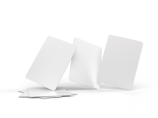 3D Playing cards collectible pack mockup isolated. Blank trading card, cards of poker hand, bet, casino, gambling, board game, game cards or greeting card, invitation, credit card and business card