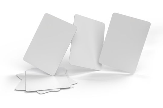 3D Playing cards collectible pack mockup isolated. Blank trading card, cards of poker hand, bet, casino, gambling, board game, game cards or greeting card, invitation, credit card and business card