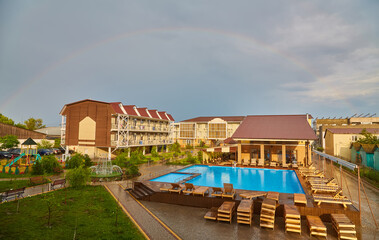 Naklejka premium Hotel Complex with Swimming Pool