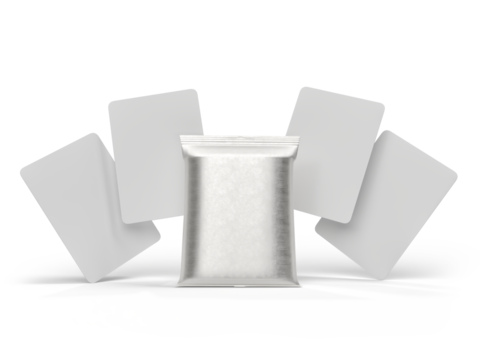 3D Playing cards collectible with shiny foil plastic booster pack mockup isolated. Blank trading card, cards of poker hand, bet, casino, gambling, board game, game cards, credit card or business card