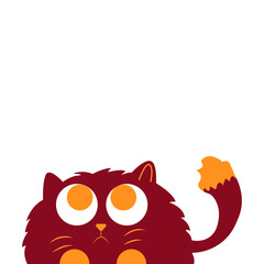 Cute vector illustration of a burgundy cat on a white background.