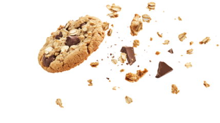 Crumbs of Integral Wholewheat Biscuit with Oatmeal Isolated on White Background for Healthy Snack, Dietary