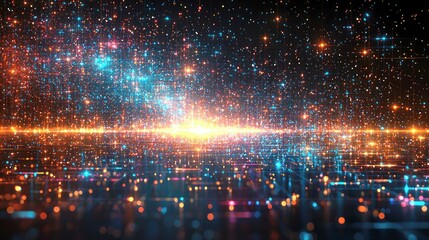 Obraz premium Cosmic Sparkles: A Digital Universe of Glowing Stars and Celestial Wonders