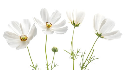 Fototapeta premium Elegant White Flowers: Captivating Petals and Lush Green Stems in High-Quality Image