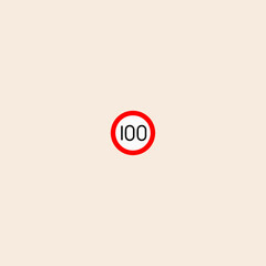 Speed Limit 100 Road sign icon flat vector design. 