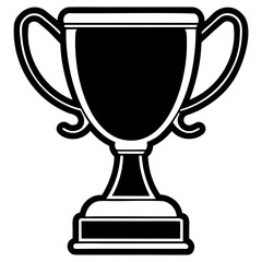 A black silhouette of a classic Trophy cup vector illustration isolated on transparent background