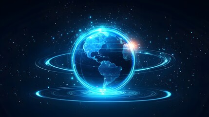 Obraz premium Holographic Earth in Digital Space