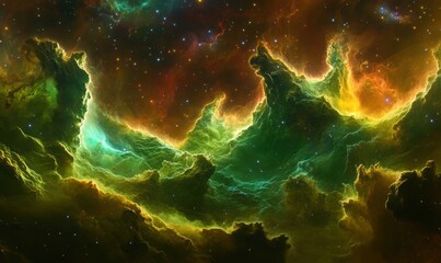 Obraz premium Cosmic Nebula Glowing gas clouds in deep space, stellar background, for science fiction backgrounds
