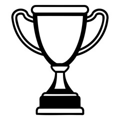 A black silhouette of a classic Trophy cup vector illustration isolated on transparent background