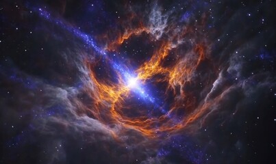 Obraz premium Cosmic Nebula Stellar Collision, Space, Energy, Background, Astronomy, Science, Universe, Art, Illustration, Wallpaper