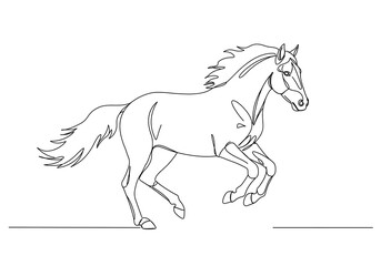 Galloping horse side view line sketch