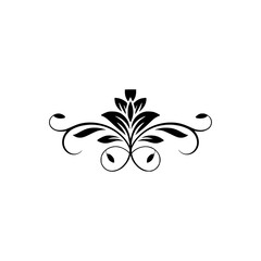 Elegant Black Floral Ornament on White Background