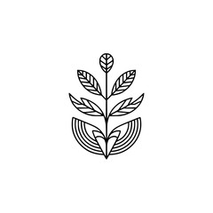 Minimalist Plant Illustration in Black and White - Abstract Leafy Design