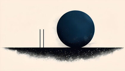 Navy Blue Circle Over Light Beige Background With Textured Elements 