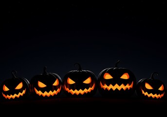 Glowing pumpkins in dark background