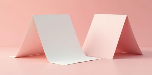 Simple and minimalist tent card die cut mockup template with realistic shadow, mockup, blank