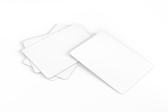 3D Playing cards collectible pack mockup isolated. Blank trading card, cards of poker hand, bet, casino, gambling, board game, game cards or greeting card, invitation, credit card and business card