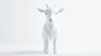 Studio shot of a white goat figurine