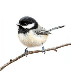 Obraz premium Fluffy Chickadee Balance on transparent background