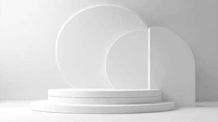 White geometric pedestal display mock-up for product presentation