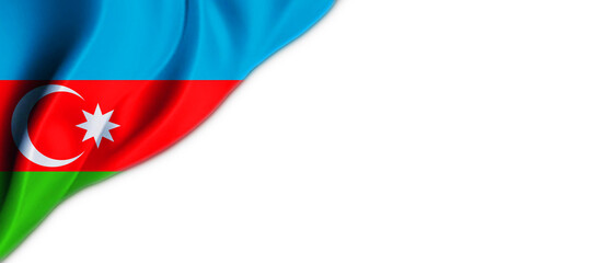 White background with flag of Azerbaijan on the top left