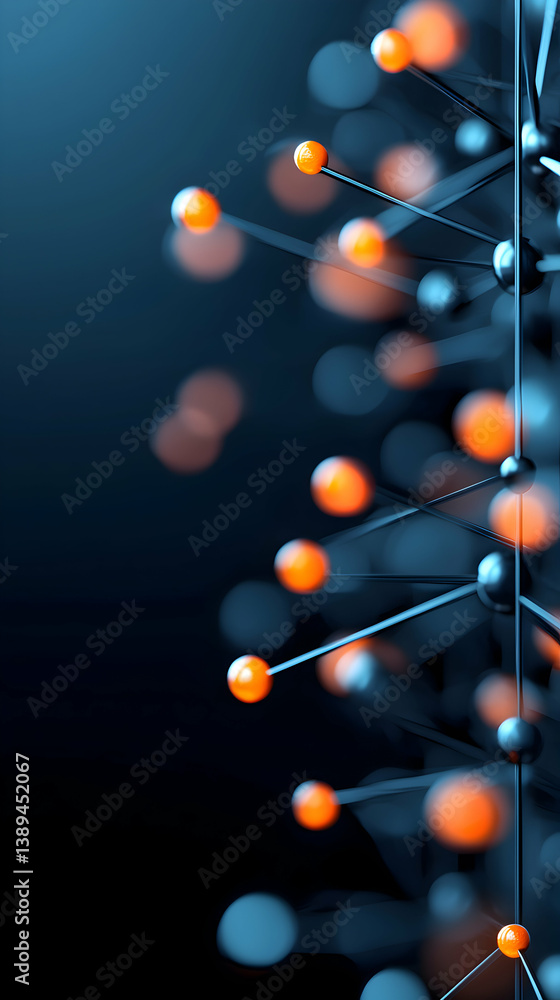 Aufkleber abstract network structure with glowing orange and blue nodes