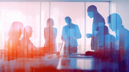 Fototapeta premium Business Team Discussion in Layered Visual Representation
