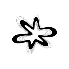 Abstract Black Blob with Outline - Modern Graphic Design on White Background