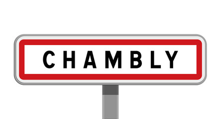 Panneau sur poteau central de ville de Chambly, Oise, Hauts-de-France