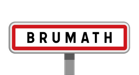 Panneau sur poteau central de ville de Brumath, Bas-Rhin, Grand Est
