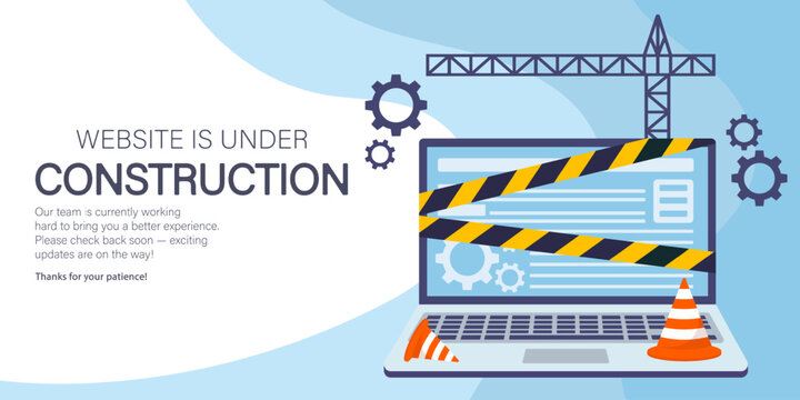 Website under construction - vector landing page template design.