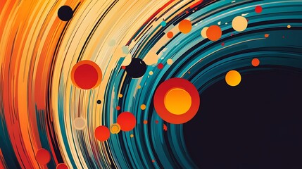 Obraz premium Abstract swirling vortex with colorful circles and streaks.