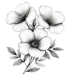 Hand-drawn flowers png floral set png daisy outline png bouquet sketch png delicate flower png charming bloom png transparent background image