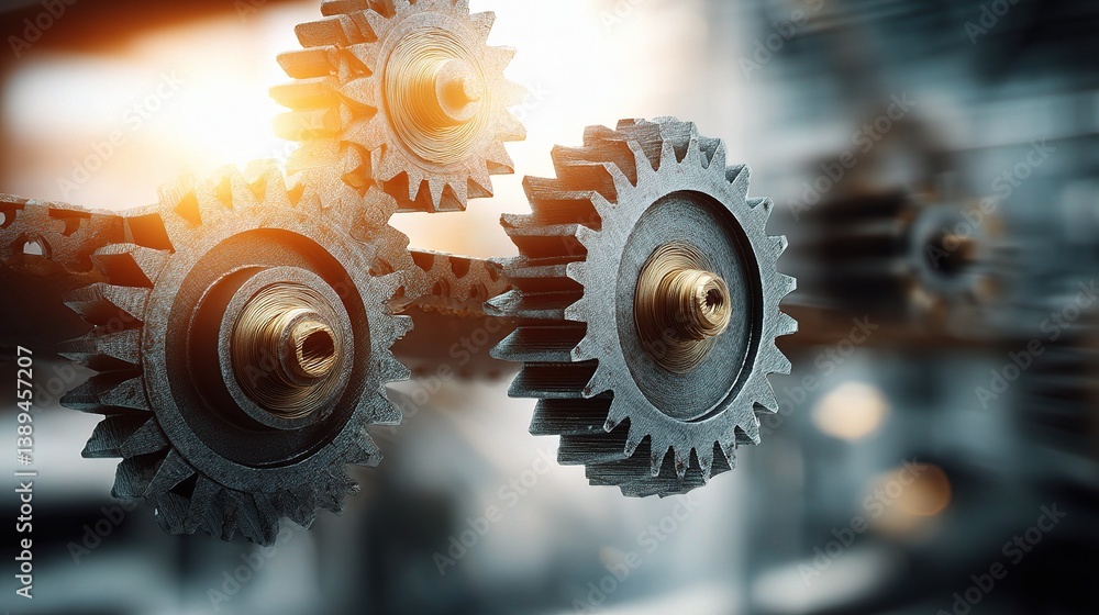 Aufkleber gears mechanism with double exposure effect in blurred background