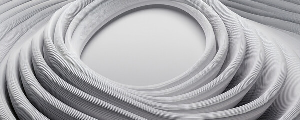 Round, 3d, geometric abstract wallpaper. Black white abstract background for design. Geometric shapes. Rounds, stripes, lines. Gradient. Modern, futuristic. Light gray. Template.