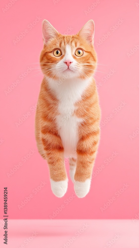 Poster cat floating in mid-air with soft background light