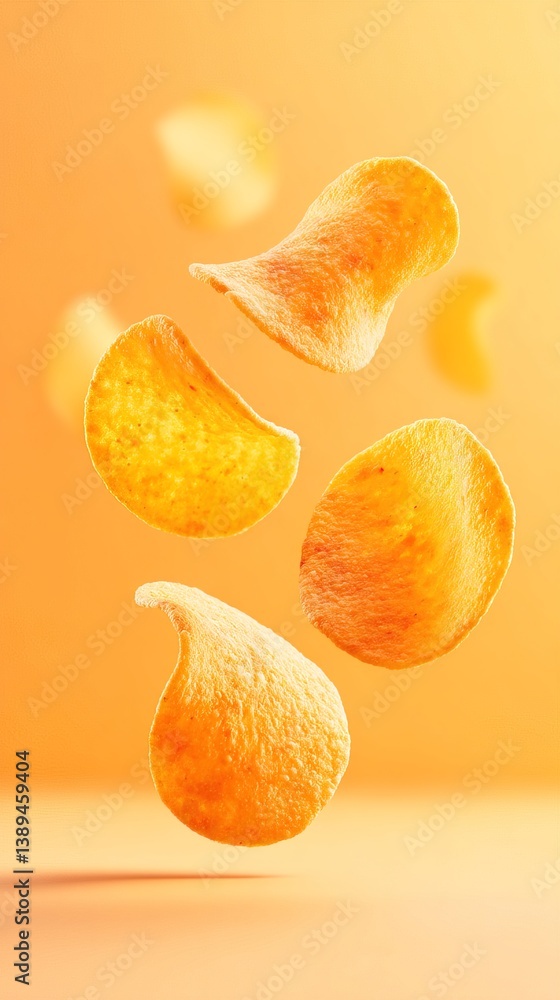 Poster floating chips creating an engaging product display