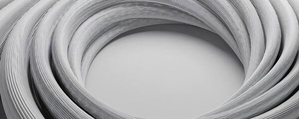 Round, 3d, geometric abstract wallpaper. Black white abstract background for design. Geometric shapes. Rounds, stripes, lines. Gradient. Modern, futuristic. Light gray. Template.