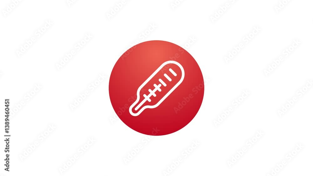 Aufkleber animated button with icon. healthcare collection. thermometer diagnostic symbol. white contour in re