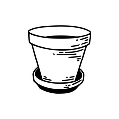 vintage style flower pot drawing