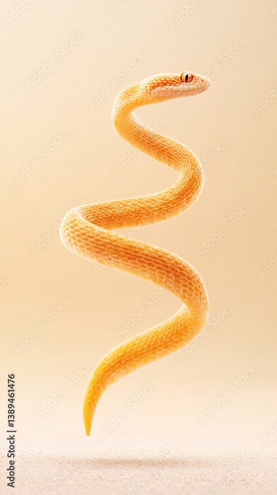 Poster snake hovering in air with soft shadows behind